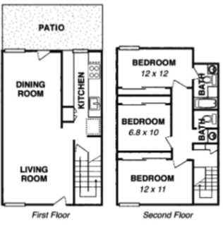 3BR Townhouse Floor Plan